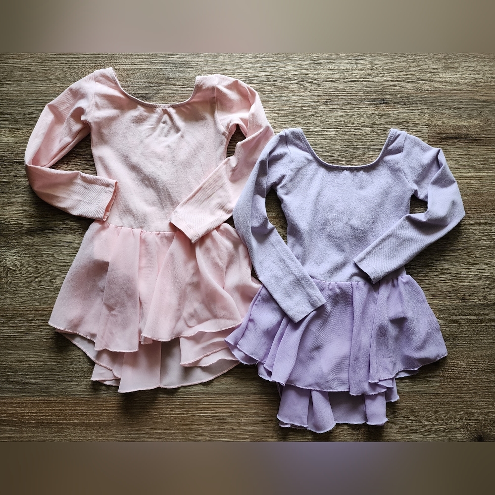 3T 4T Toddler Girls Pink and Purple Leotard for Dance Gymnastics Bundle, Set